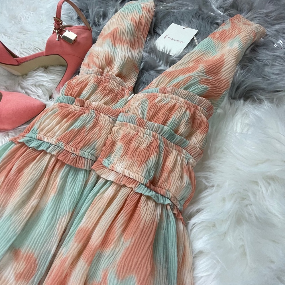 📌 FANCO “Popsicle” Luxurious Silky Sexy Mini Party Dress Colorful Chiffon Lined - Picture 11 of 15